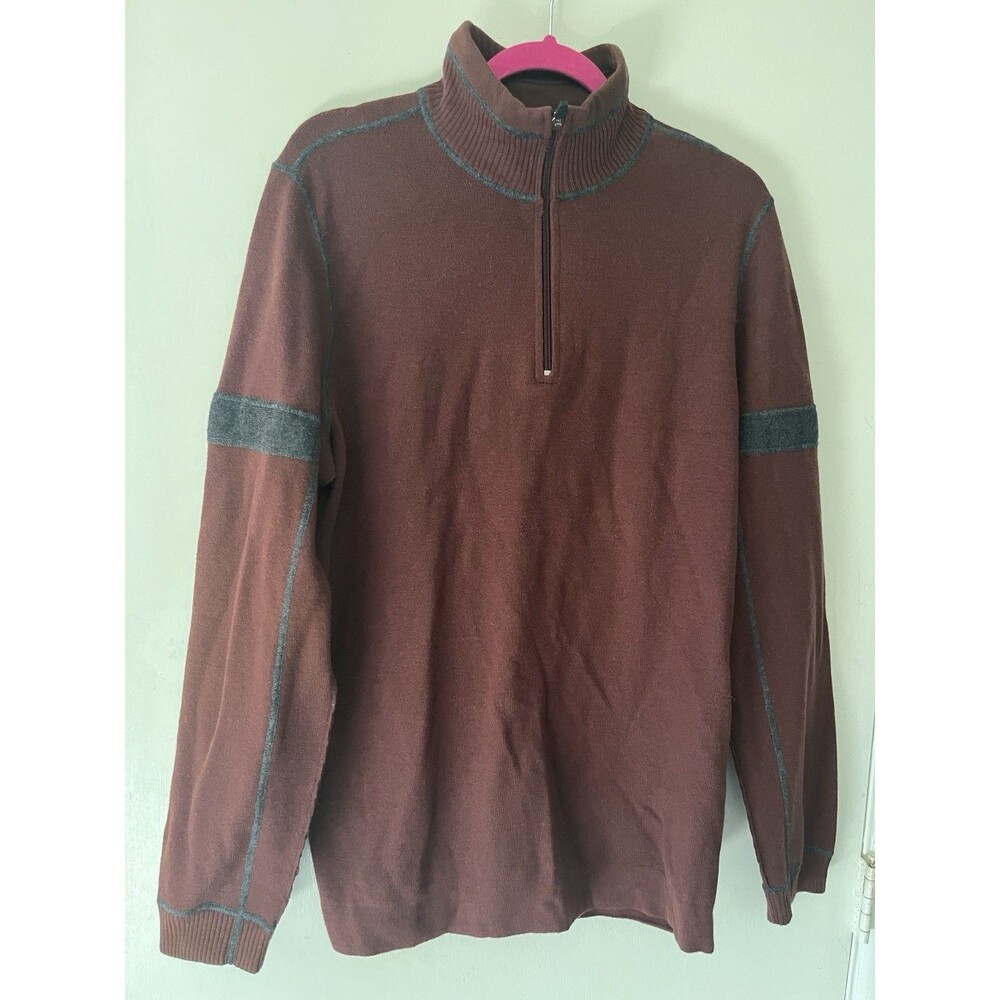 NWT Eddie Bauer Men's Fleece Convector Half-Zip Sweater Sz L TALL Wine Mahogany